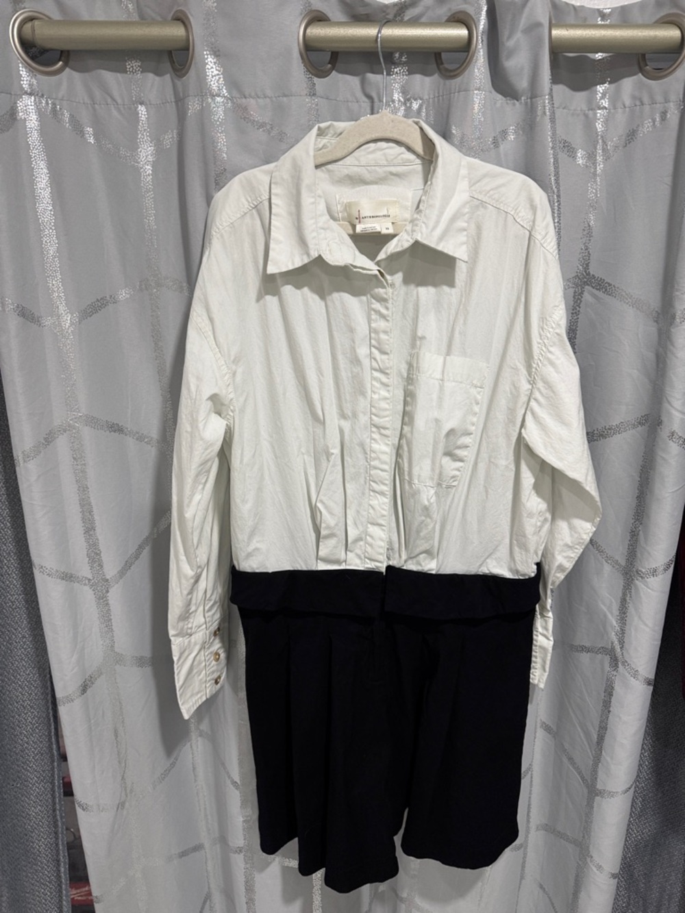 Two-Tone White and Black Shirt Dress by ANTHOPOLOGIE
